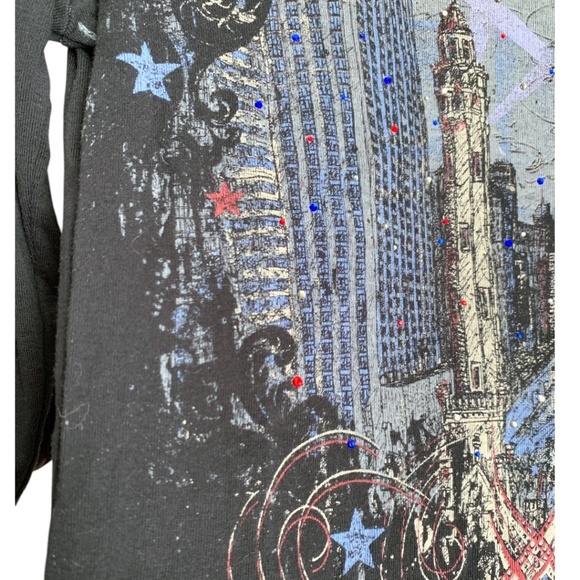 VTG Chicago Womens Shirt by Creative Apparel Concepts Size Medium Y2K Crystals - Picture 4 of 8